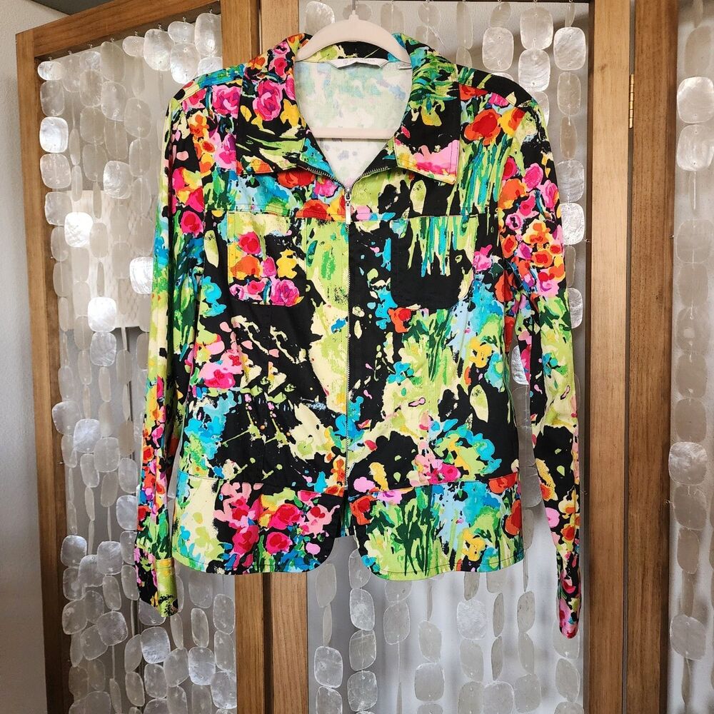 Y2k Colorful Abstract Floral Statement Jacket Erin London Bright Floral Blazer